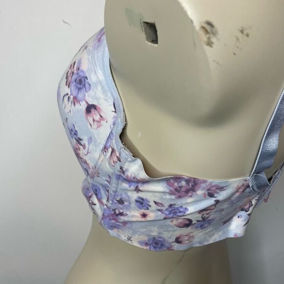 Jessica Simpson Bra 38C Blue Floral Lavender Underwire Padded Lined Intimate - Picture 4 of 6